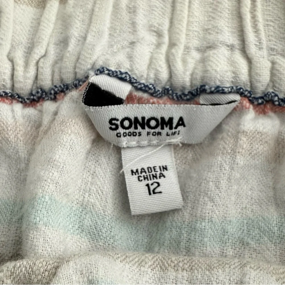 Sonoma Mini Skirt Multicolor Women Size 12 Striped Elastic Waist Slider Pocket - Picture 4 of 8